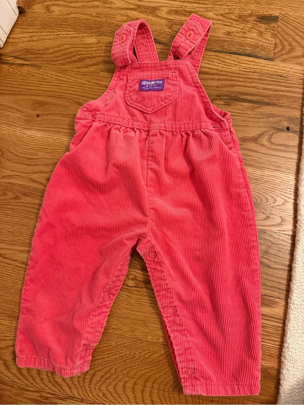 Vintage OshKosh B'Gosh Vestbak Corduroy Overalls Size 24M Girls USA Made Pink